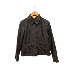 Michael Kors‎ Button Down Shirt Women’s 14 Black Cotton Long Sleeve Blouse Top